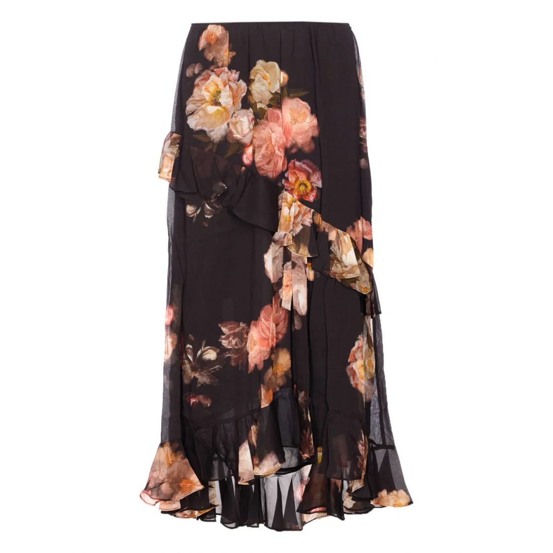 Jupe Midi 'Floral-Print Ruffled' pour Femmes