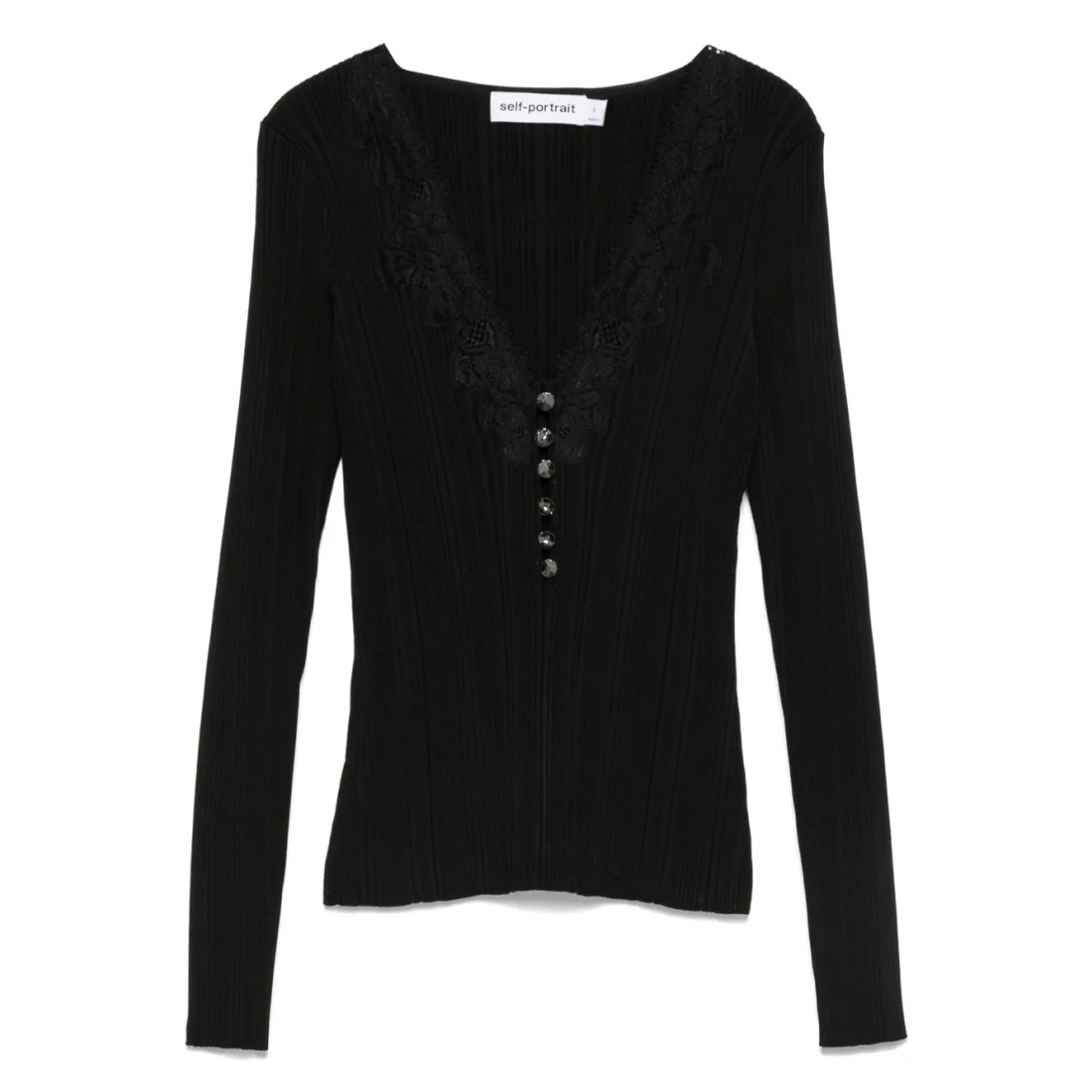 Women's 'Lace-Trimmed Ribbed' Long Sleeve top