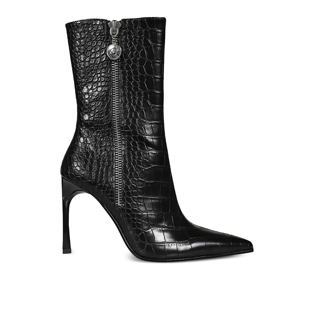 Bottines 'Pointed-Toe Crocodile-Effect' pour Femmes