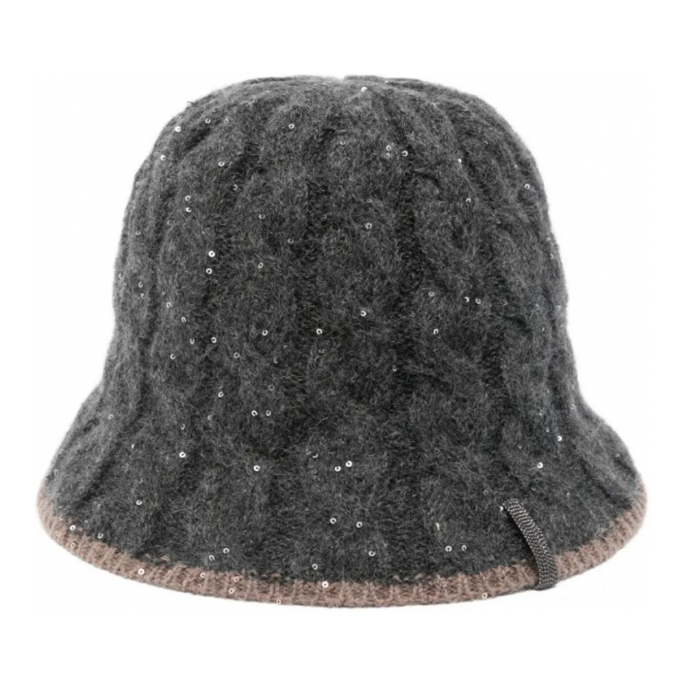 'Sequin-Embellished Cable-Knit' Bucket Hut für Damen