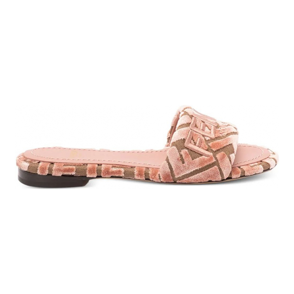 Women's 'Logo-Motif Velvet' Flat Sandals