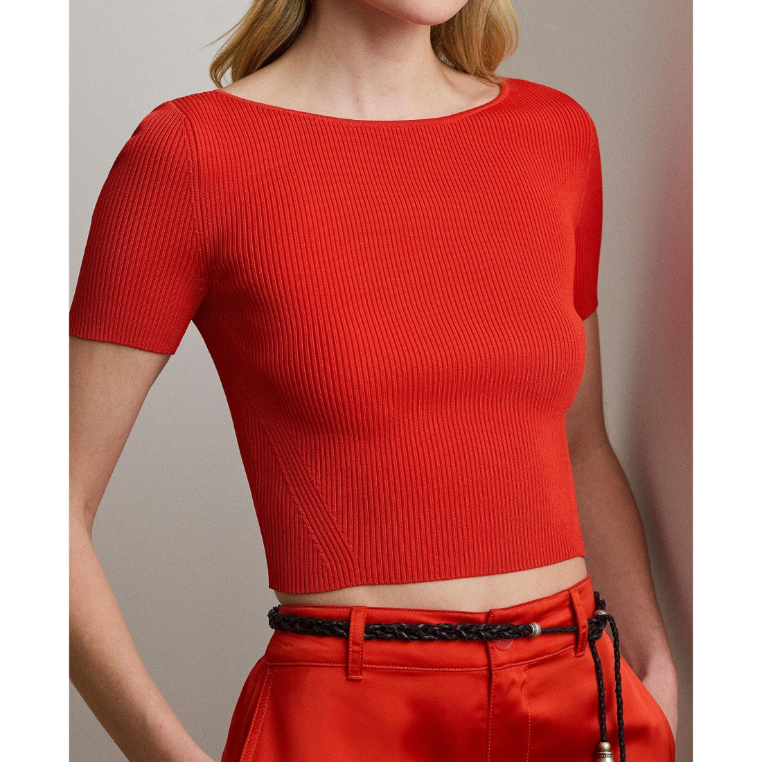 'Cropped Short-Sleeve Sweater' pour Femmes