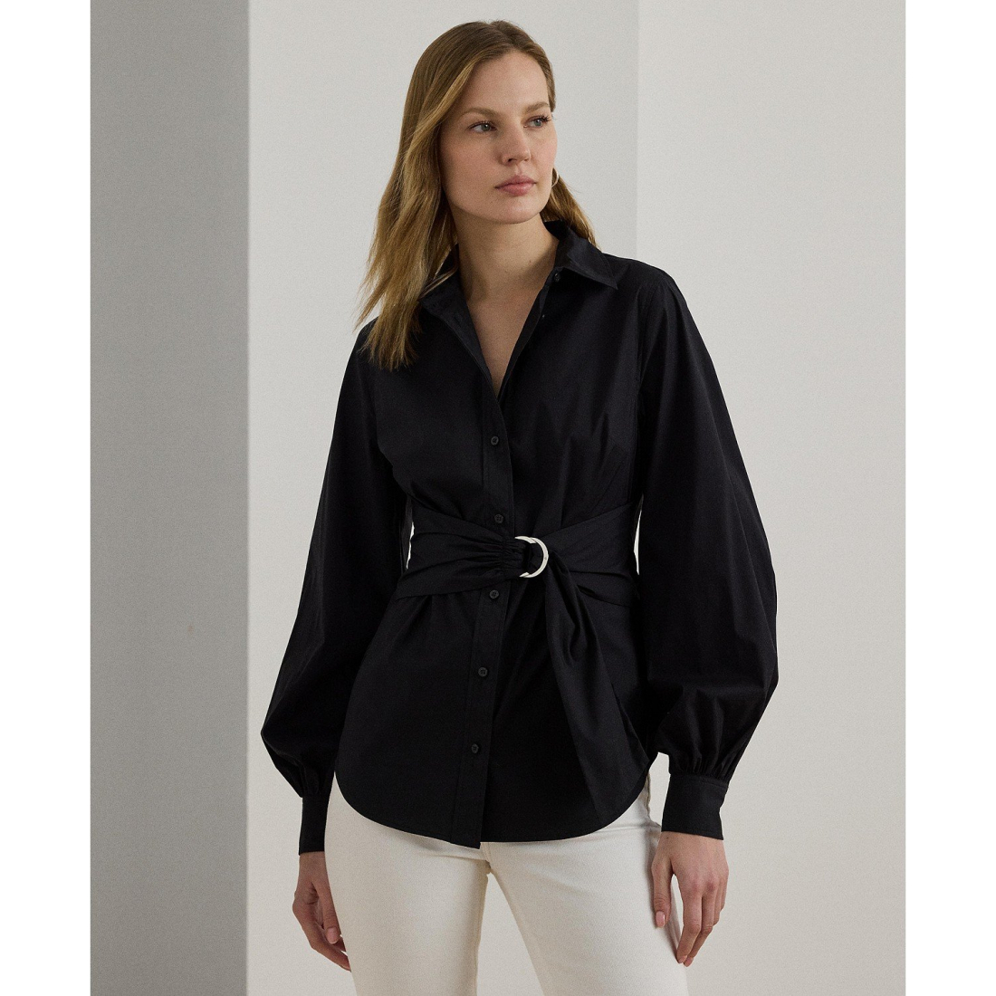 'Tie-Front Cotton-Blend Shirt' pour Femmes