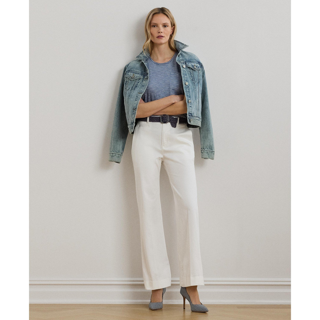 'Stretch Cotton Chino Flare Pants' pour Femmes