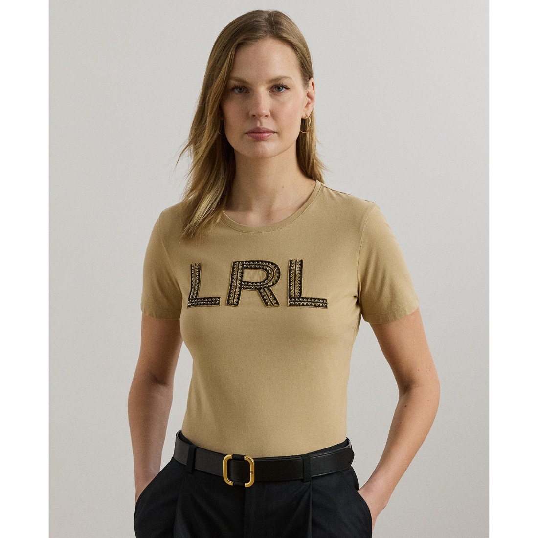 'Beaded-Logo Cotton Jersey Tee' pour Femmes