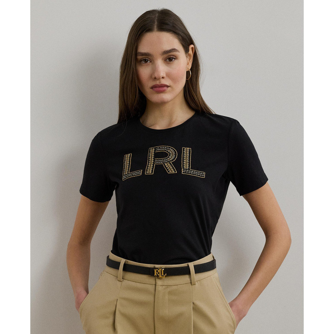 'Beaded-Logo Cotton Jersey Tee' pour Femmes