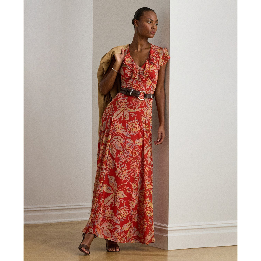 'Printed Empire-Waist Long Dress' pour Femmes