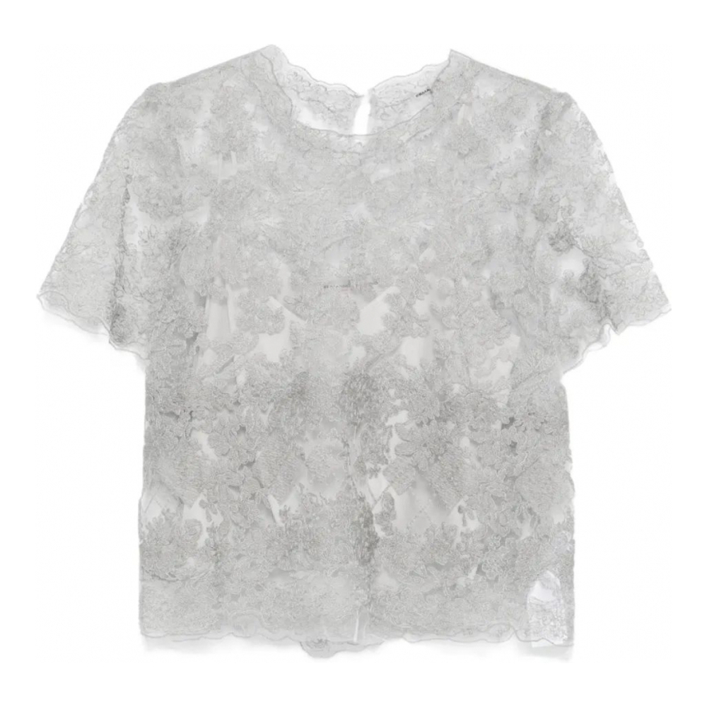 Top à manches courtes 'Lace-Trimmed' pour Femmes