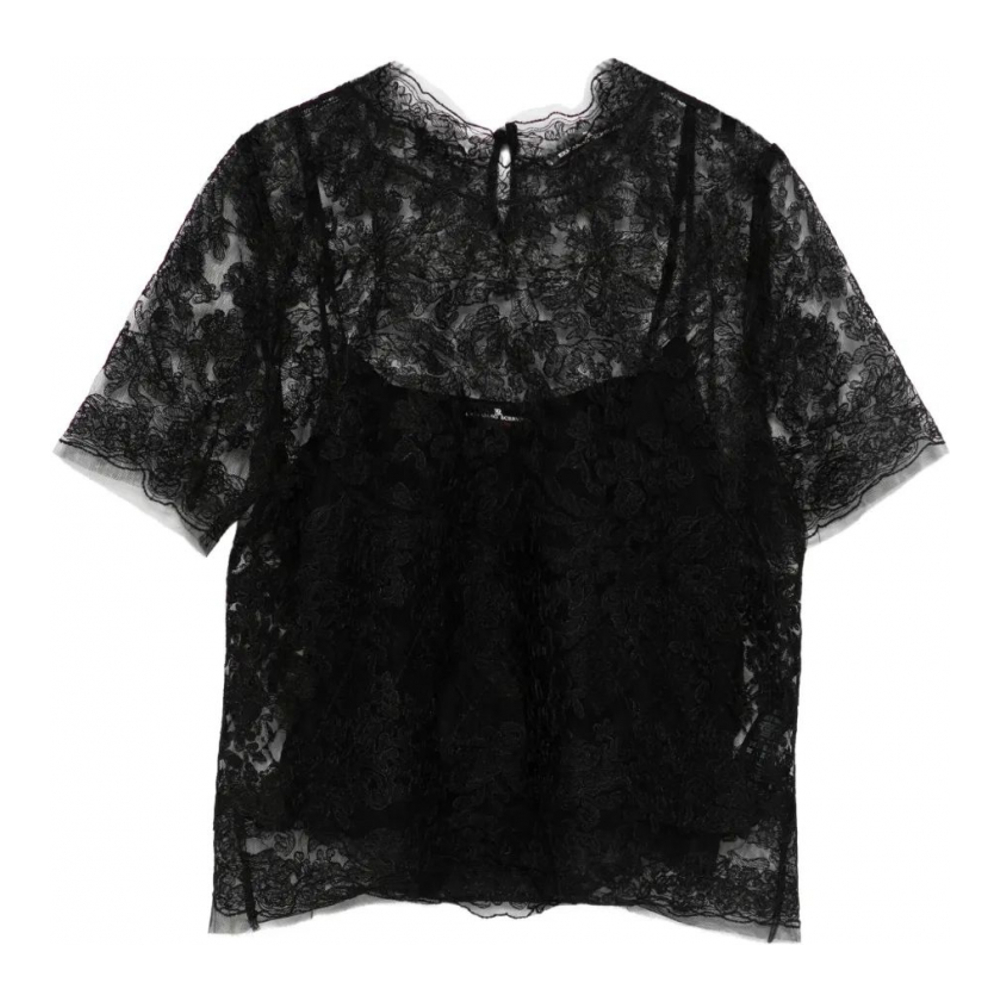 Top à manches courtes 'Floral-Lace' pour Femmes