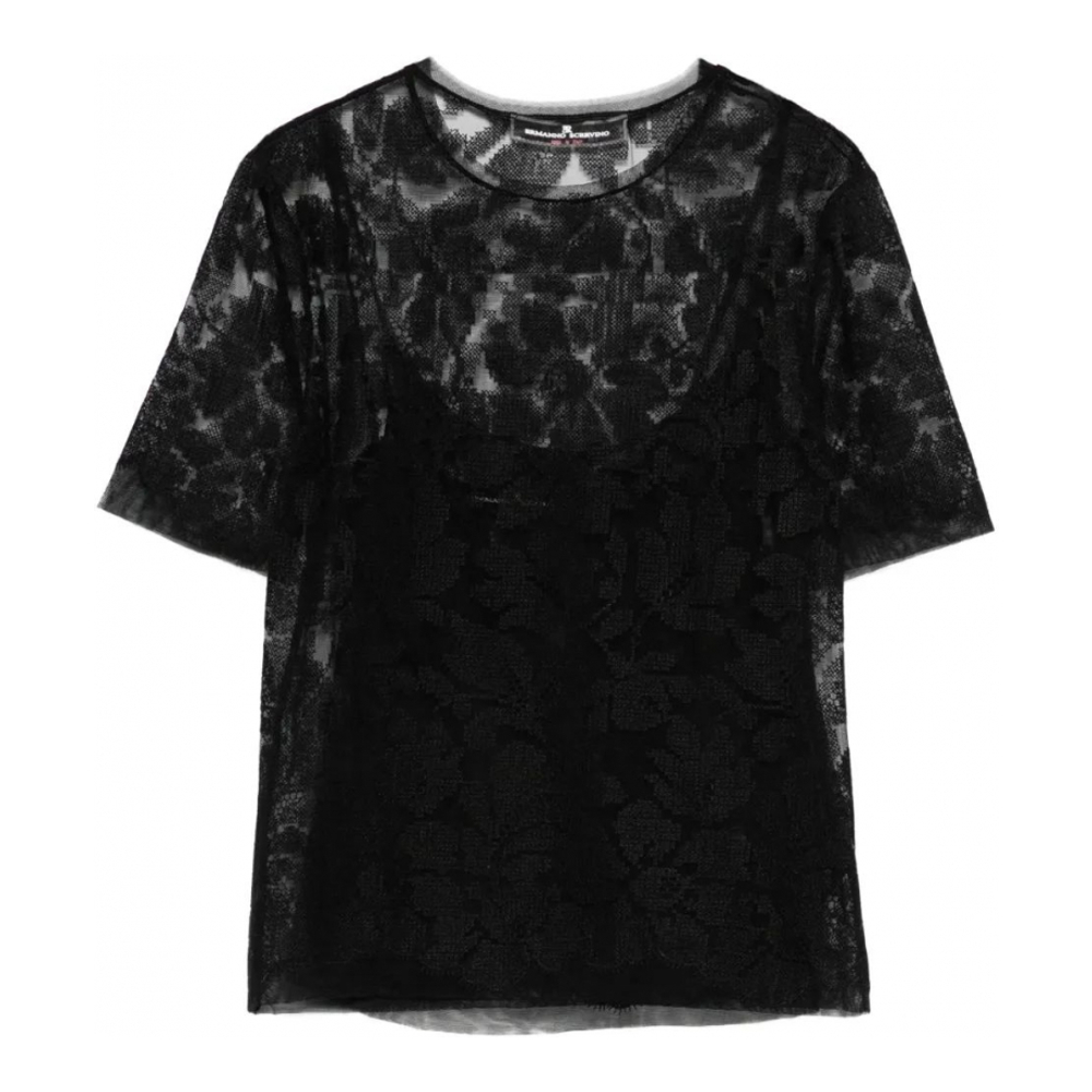 Pull à manches courtes 'Floral-Lace' pour Femmes