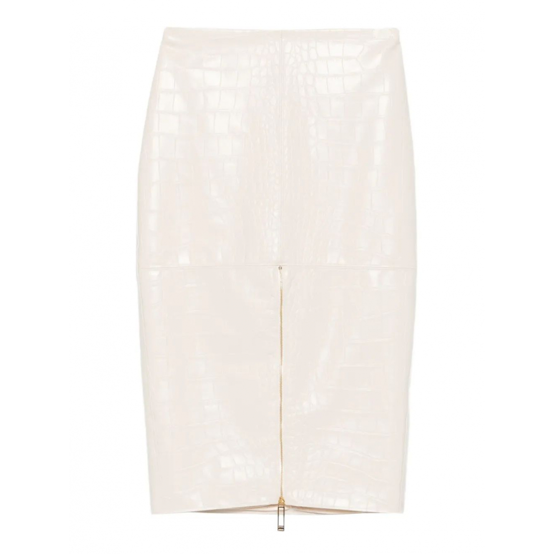 Women's 'Crocodile-Effect Zip-Front' Midi Skirt