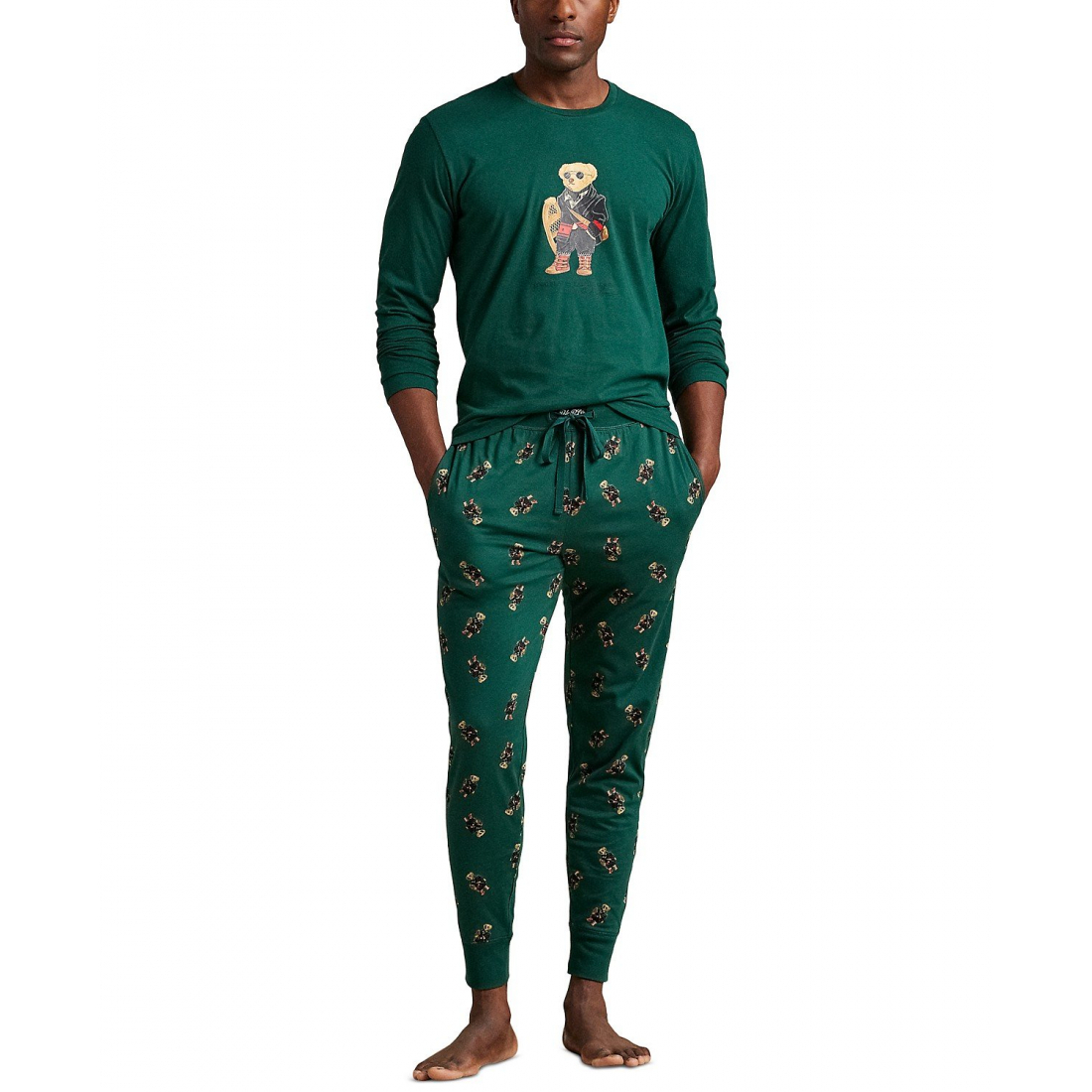 '2-Piece Long Sleeve T-Shirt and Joggers Pajama Set' pour Hommes