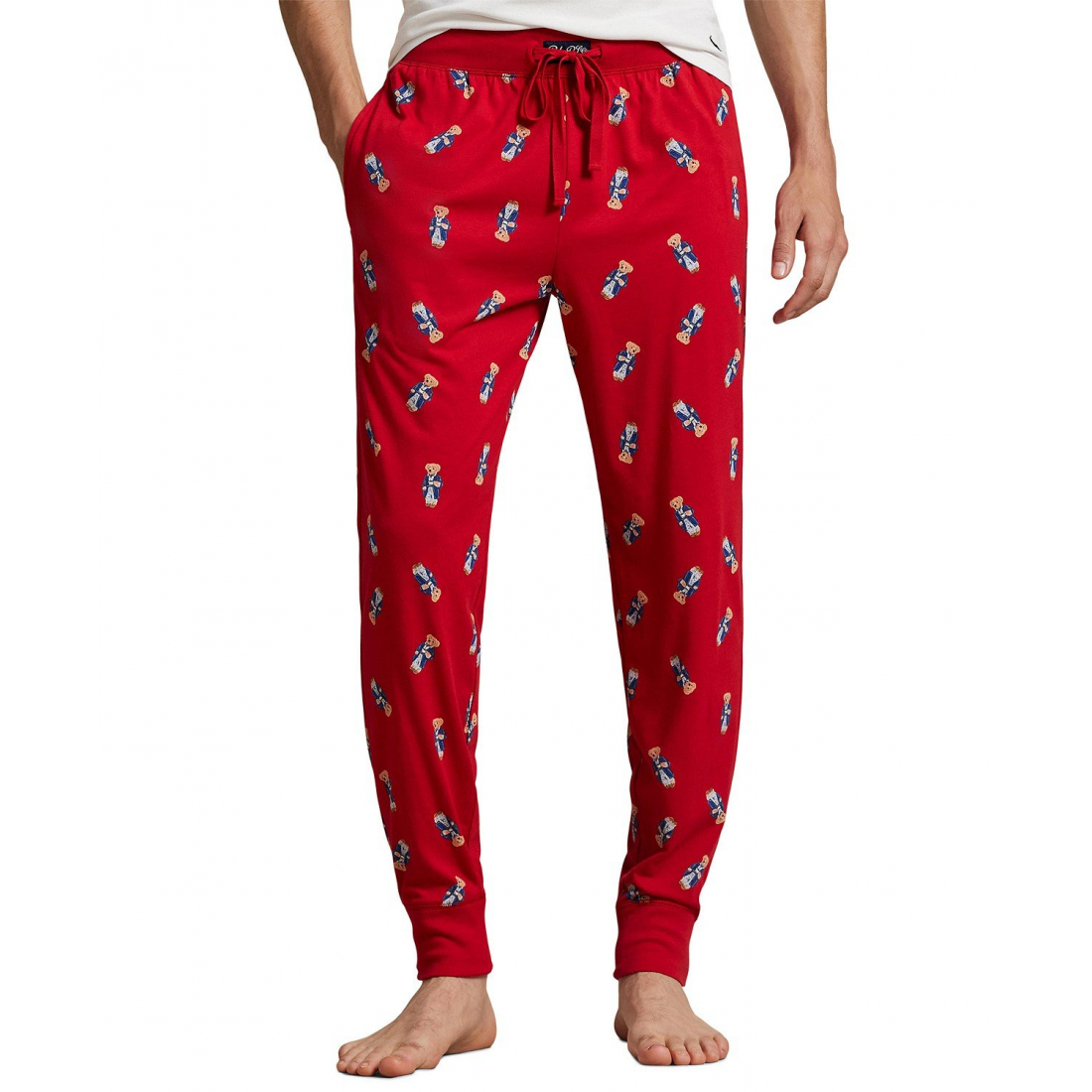 'Rib Waistband Knit Bear Pajama Jogger Pants' pour Hommes