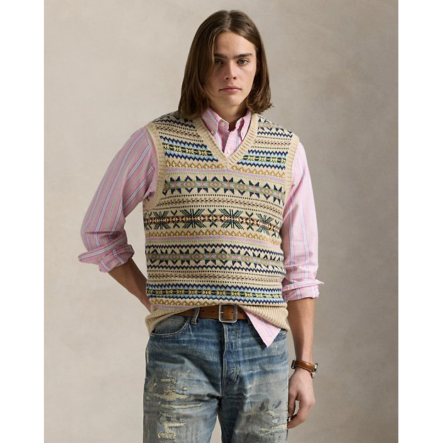 'Fair Isle Cotton-Cashmere Sweater Vest' pour Hommes