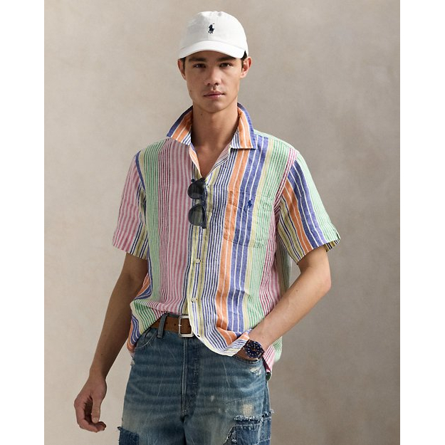 'Classic Fit Print Linen Camp Shirt' pour Hommes