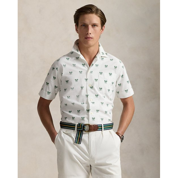 'Classic Fit Racquet-Print Oxford Shirt' pour Hommes