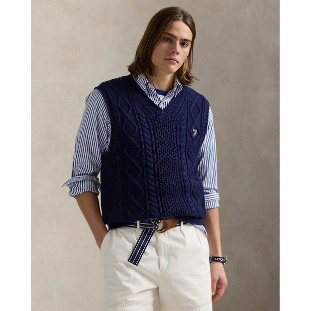 'Aran-Knit Cotton Sweater Vest' pour Hommes