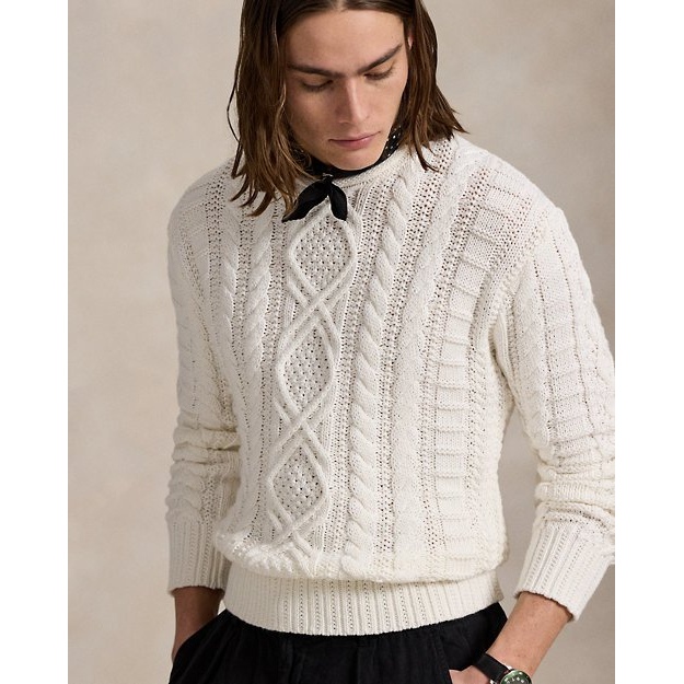 'Aran-Knit Cotton Rollneck Sweater' pour Hommes
