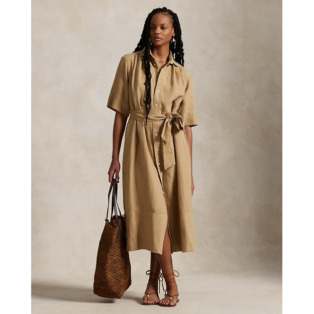 'Belted Linen Shirtdress' pour Femmes