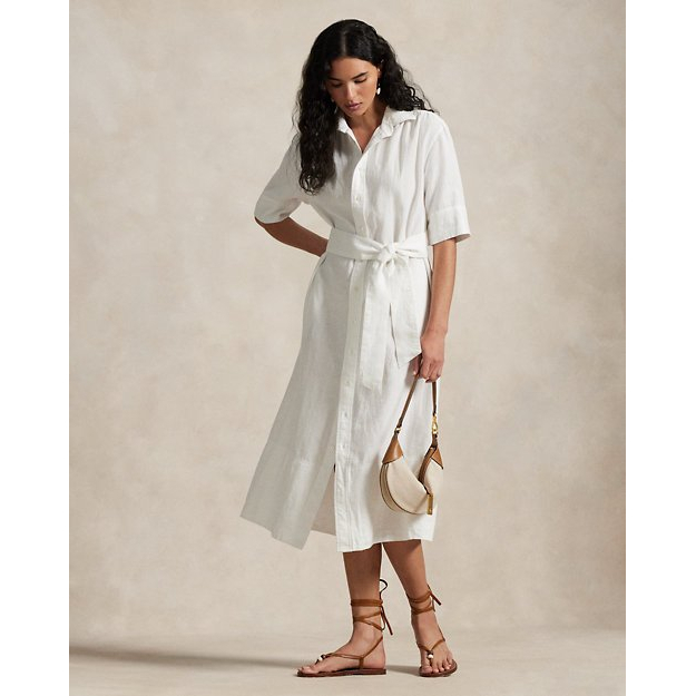 'Belted Linen Shirtdress' pour Femmes