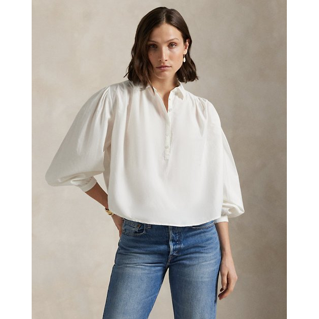 'Pleated Cotton-Silk Blouse' pour Femmes