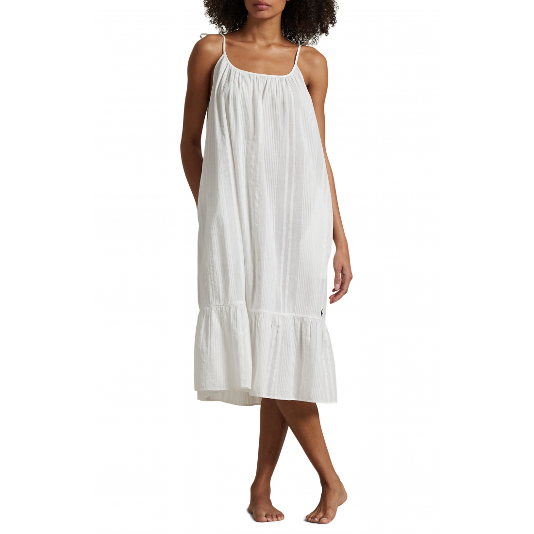 'Cotton Poplin Tiered Nightgown' pour Femmes