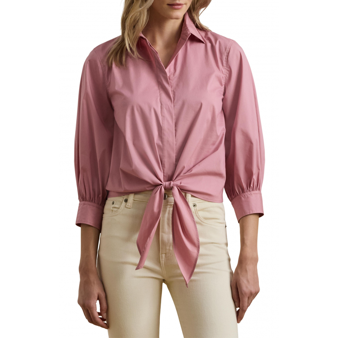 'Front Tie Button-Up Shirt' pour Femmes