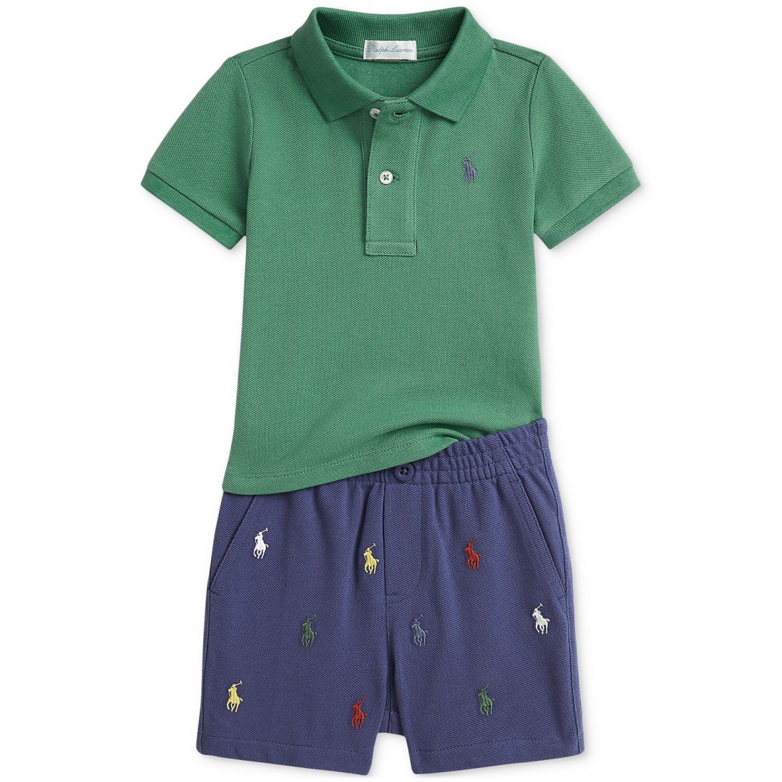 'Polo Shirt & Embroidered Shorts Set' pour Bébés garçons
