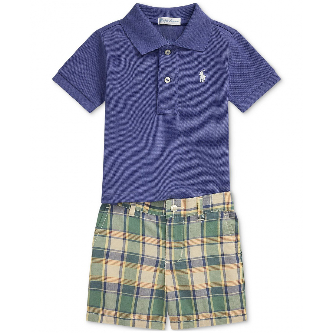 'Polo Shirt & Madras Shorts Set' pour Bébés garçons