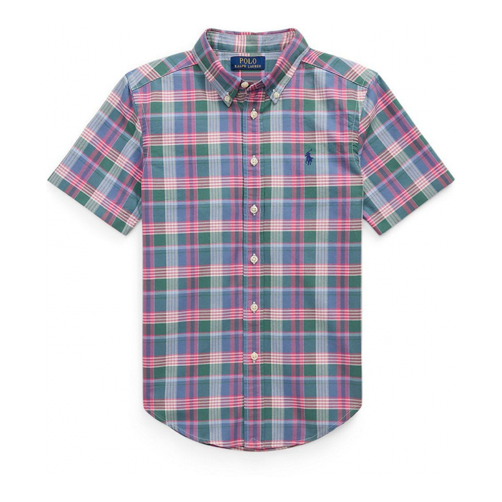 'Plaid Oxford Short Sleeve Shirt' pour Grands garçons