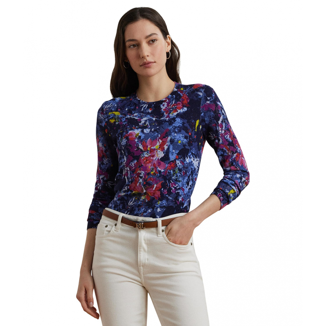 'Print Cotton-Blend Sweater' pour Femmes
