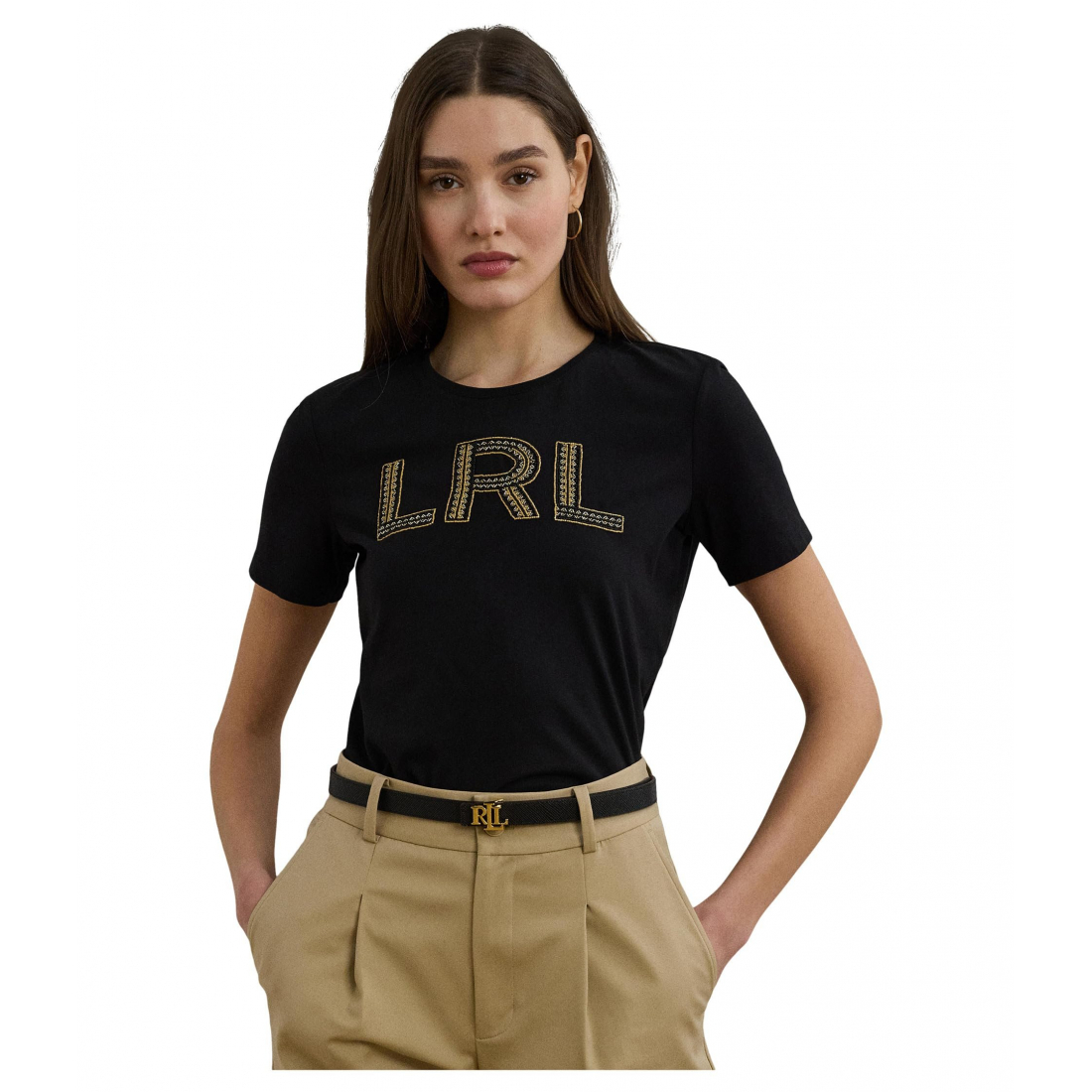 'Beaded-logo Cotton Jersey Tee' pour Femmes