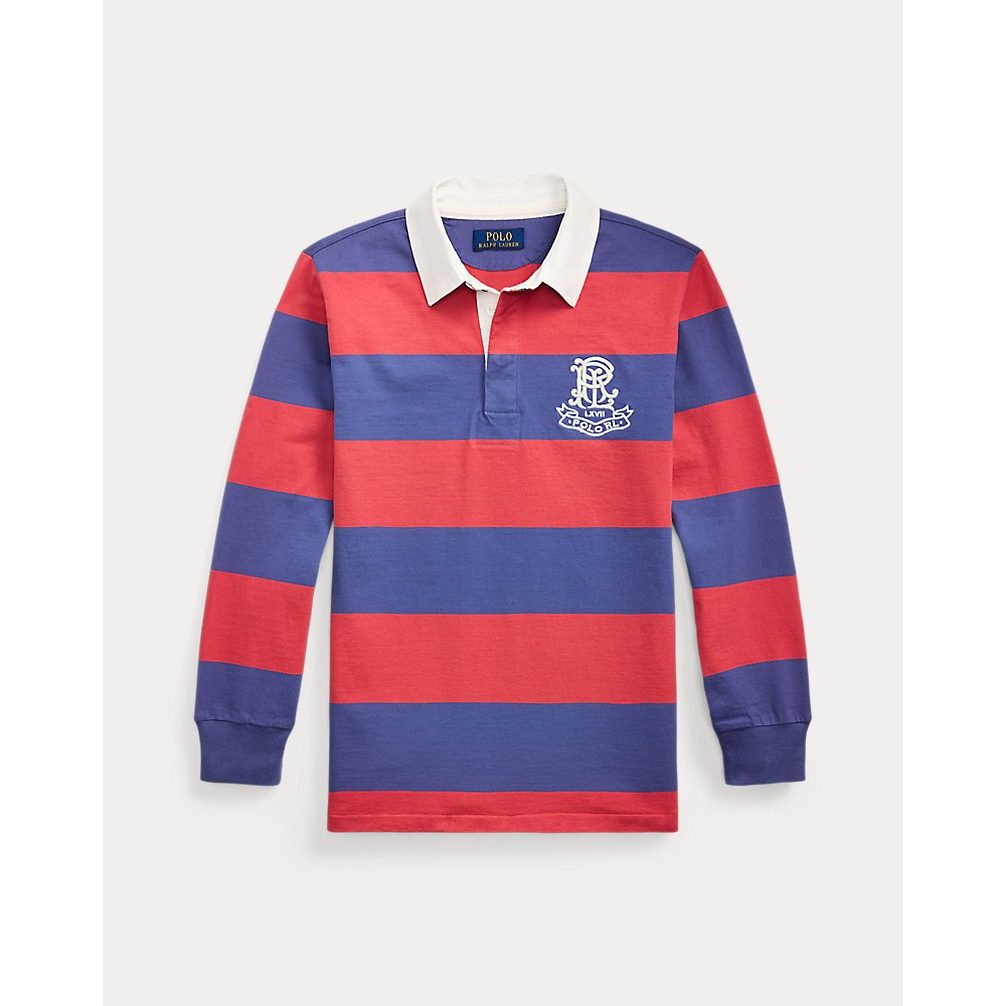 'Crest Striped Cotton Rugby Shirt' pour Grands garçons