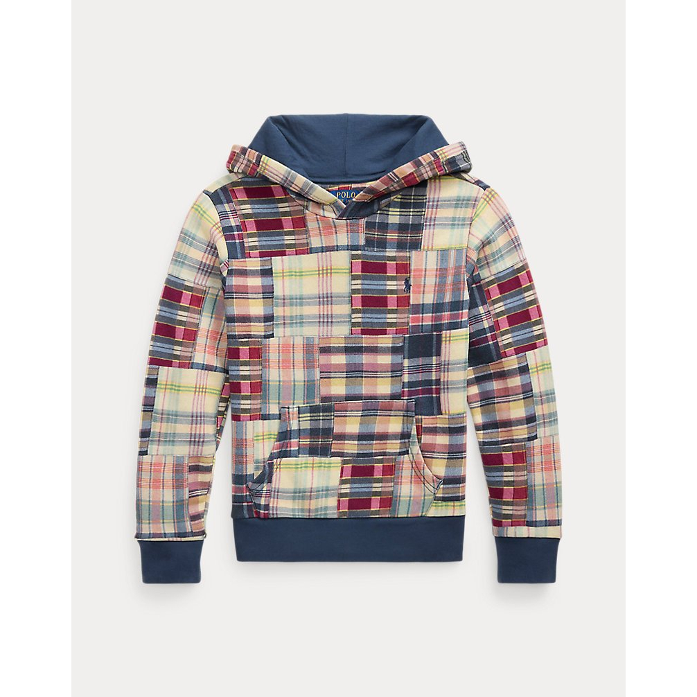 'Plaid Patchwork-Print Fleece Hoodie' pour Grands garçons
