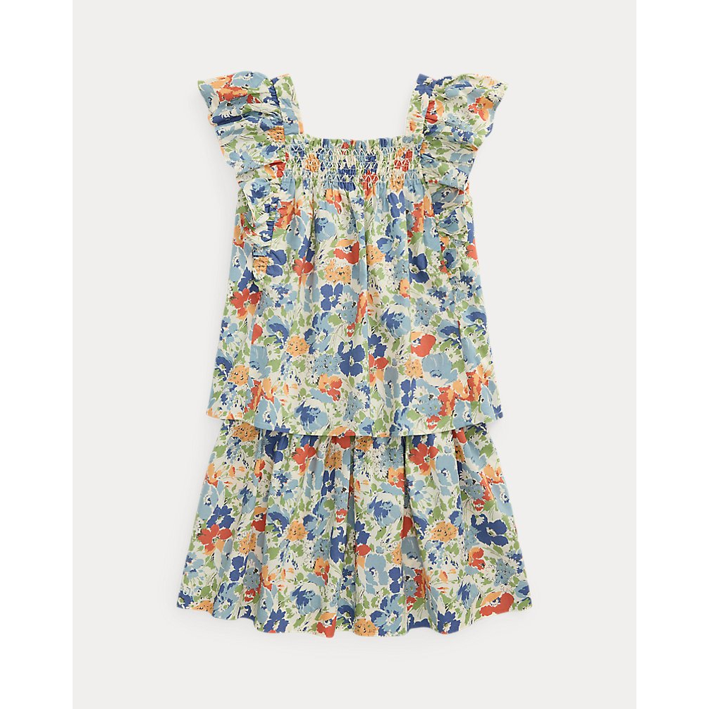 'Floral Smocked Cotton Top & Skirt Set' pour Grandes filles