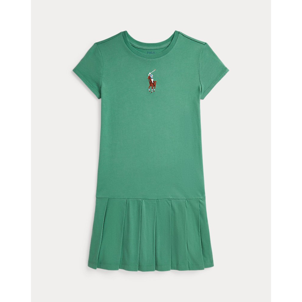 'Big Pony Pleated Cotton Jersey Dress' pour Filles