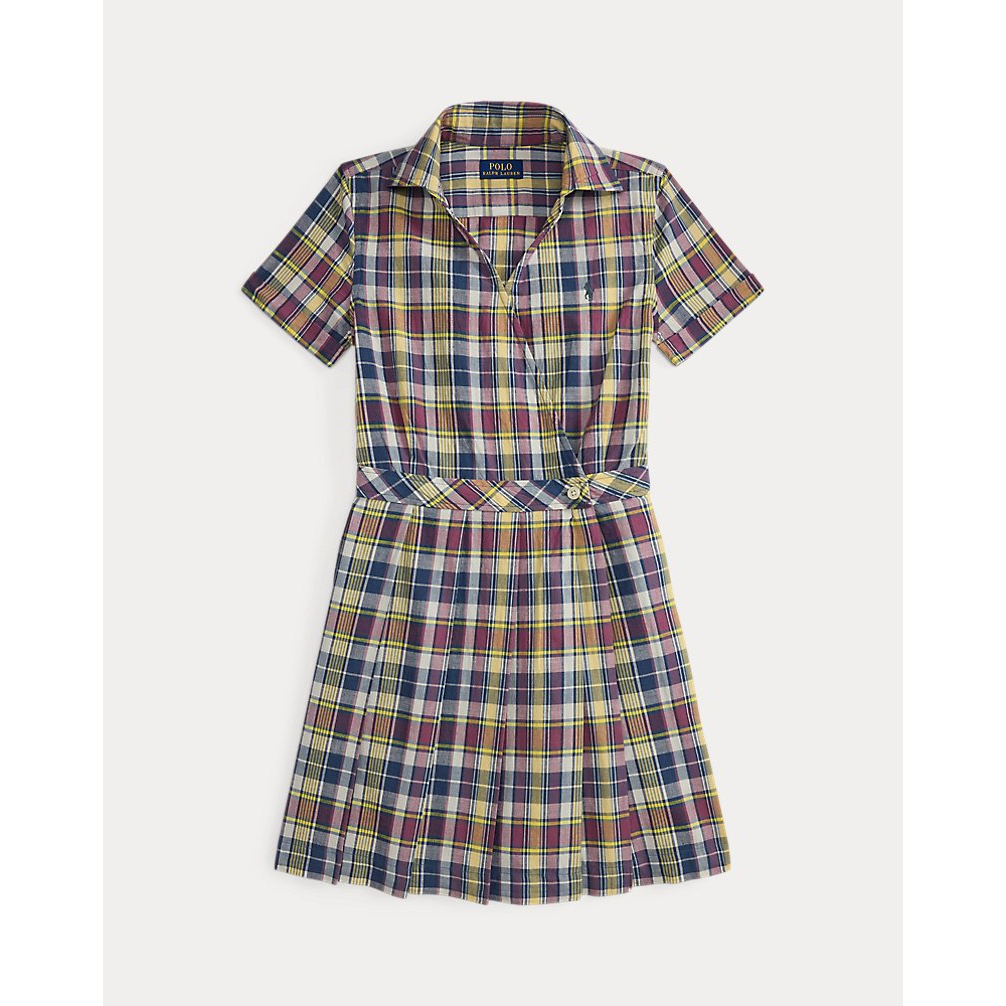 'Plaid Cotton Wrap Dress' pour Filles