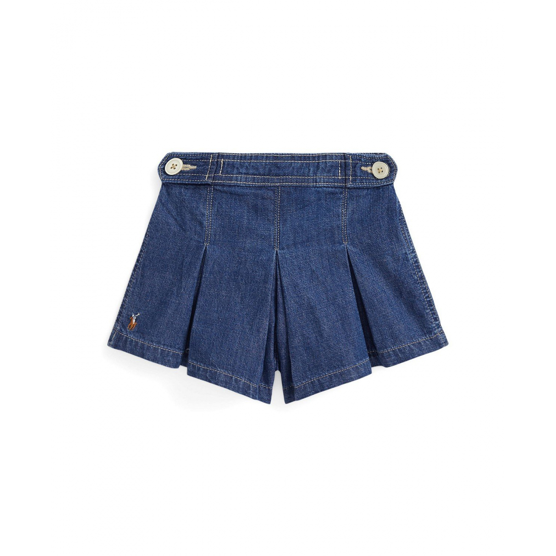'Toddler and Little Girls Pleated Indigo Denim Shorts' pour Filles
