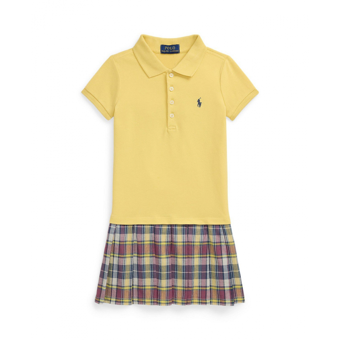 'Toddler and Little Girls Plaid Skirt Stretch Mesh Polo Dress' pour Filles