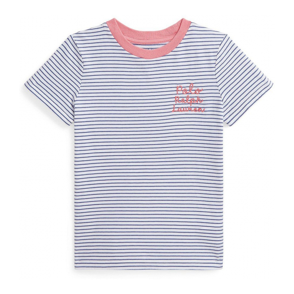 'Toddler and Little Girls Striped Logo Jersey T-Shirt' pour Filles