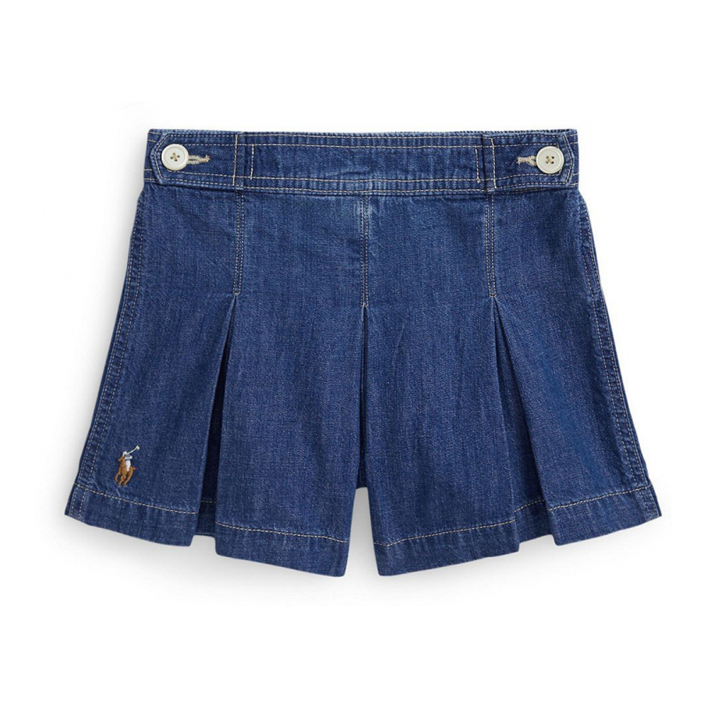 'Big Girls Pleated Indigo Denim Shorts' pour Grandes filles