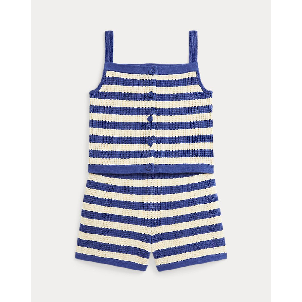 'Striped Cotton Sweater Top & Short Set' pour Petites filles