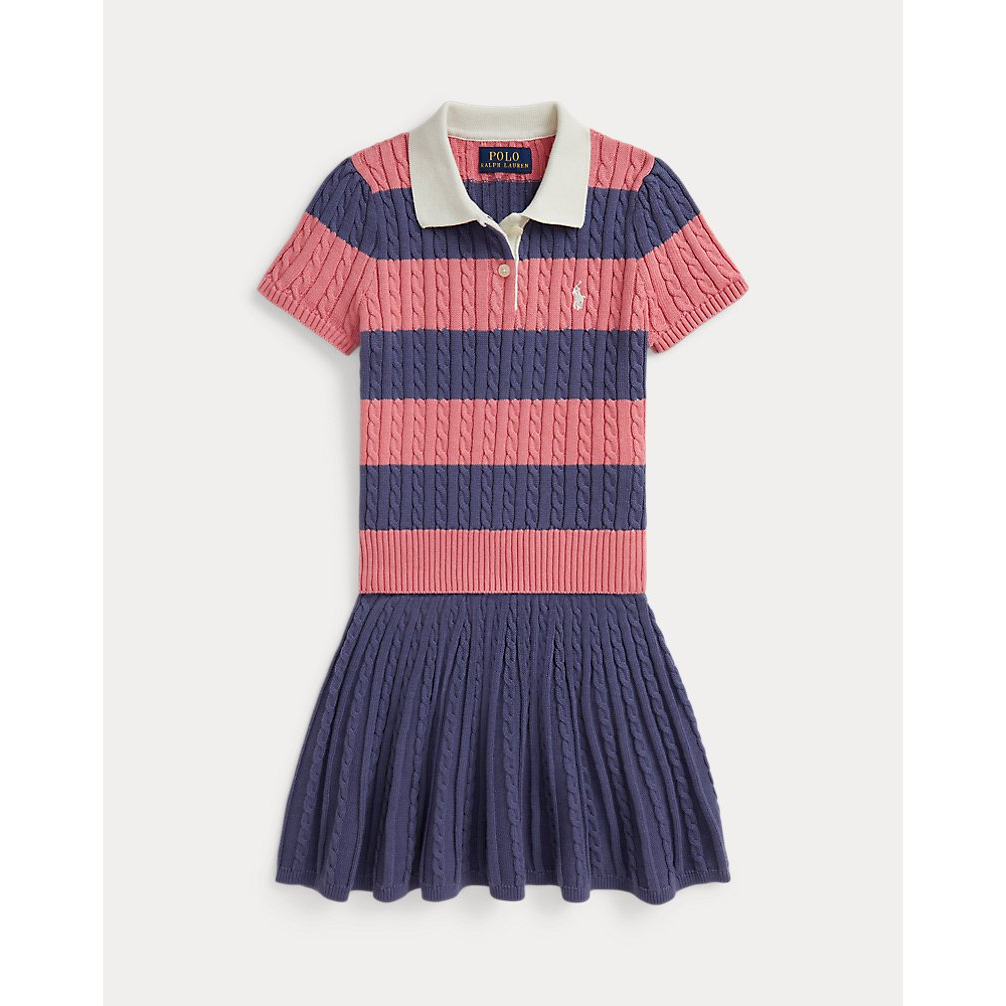 'Cable Cotton Polo Sweater & Skirt Set' pour Petites filles