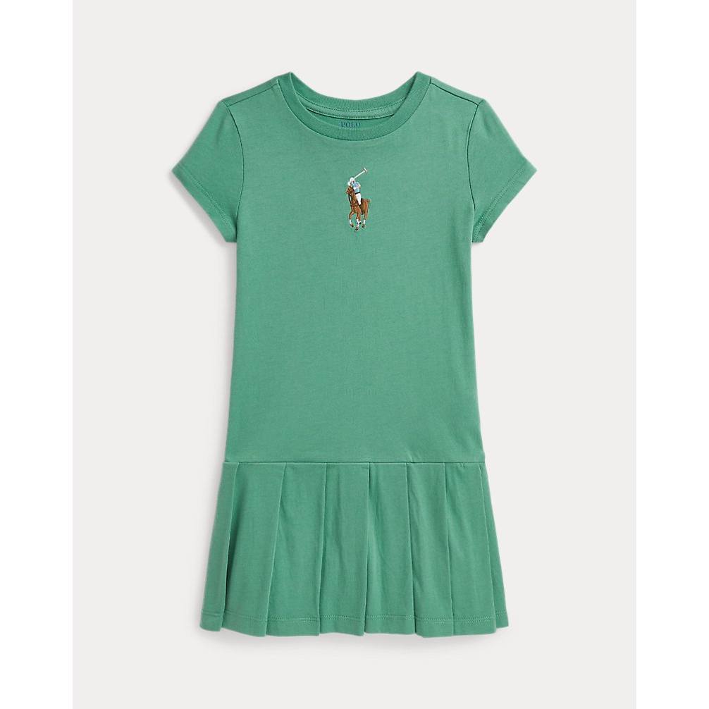 Little Girl's 'Big Pony Pleated Cotton Jersey Dress'