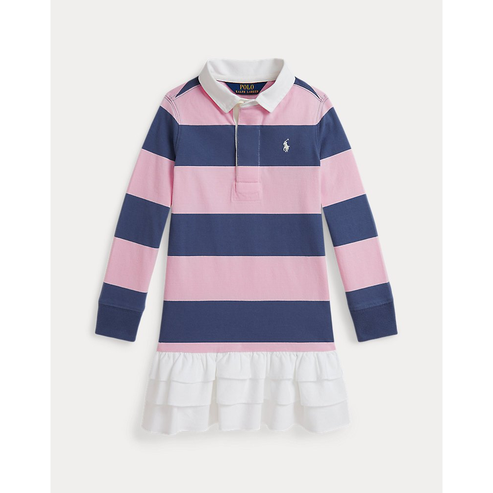 'Woven-Skirt Striped Cotton Rugby Dress' pour Petites filles