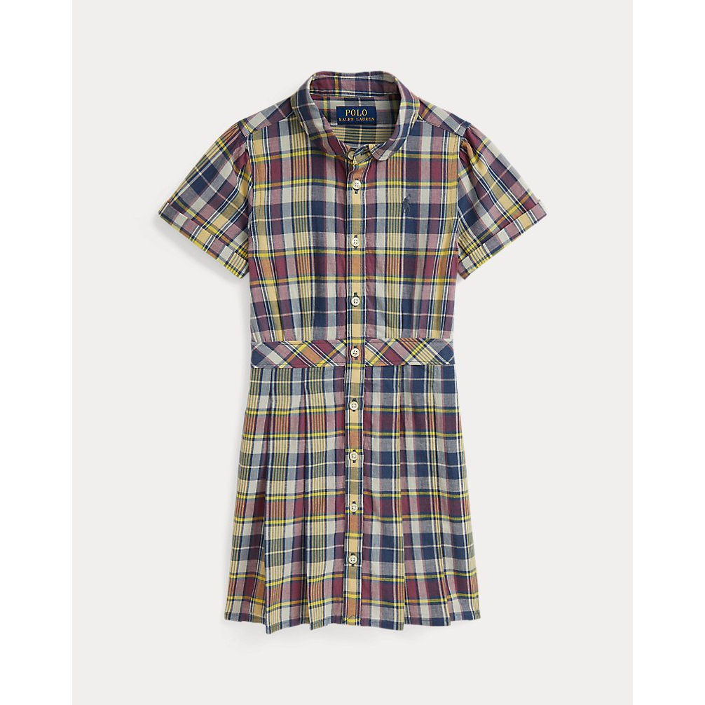'Plaid Cotton Shirtdress' pour Filles