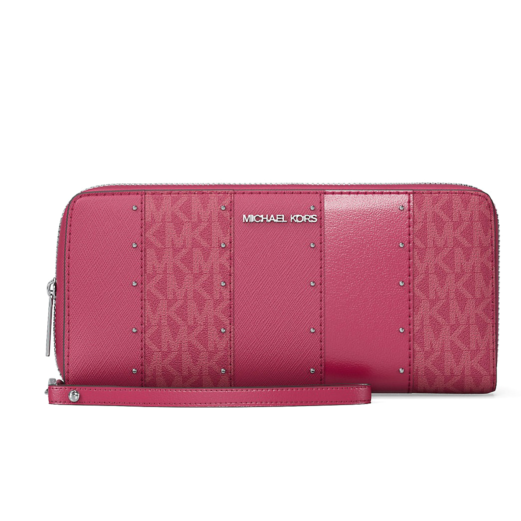 Women's 'Jet Set Large Studded Patchwork and Signature Logo Continental' Wallet