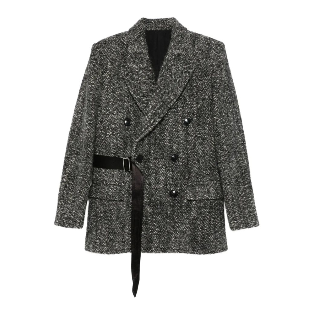 Caban 'Buckle-Detail Buttoned Tweed' pour Femmes