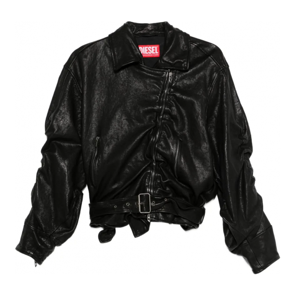 Veste en cuir 'Asymmetric-Zip Belted' pour Femmes