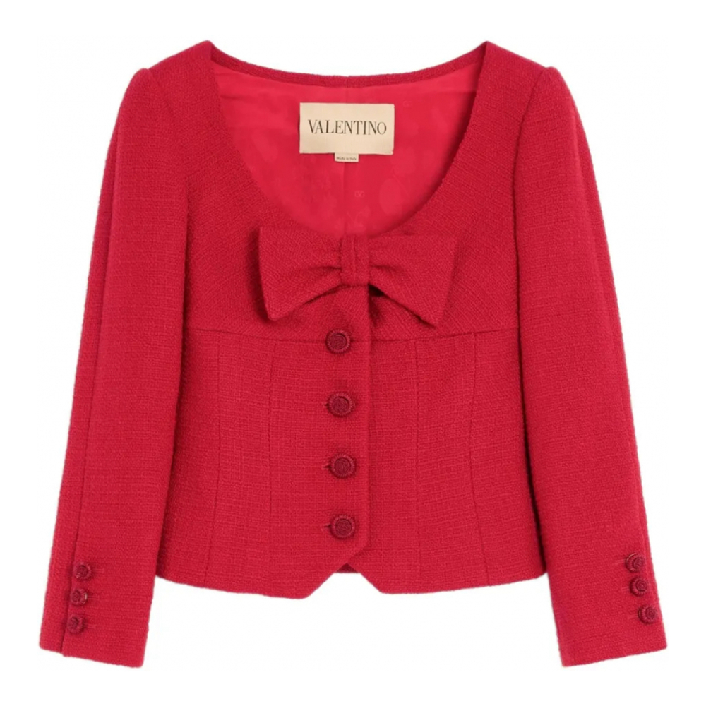 'Bow-Detail Tweed' Klassischer Blazer für Damen